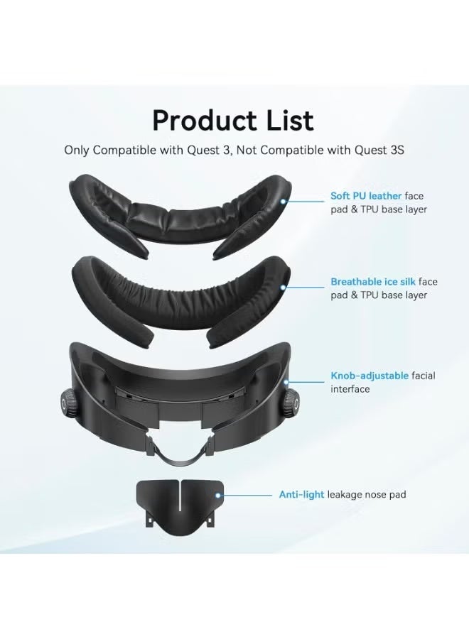 AMVR meta quest 3 Upgraded Face Cover Pad Facial Interface Compatible with Meta/Oculus Quest 3 Accessories, with Knob Adjustable, NOT Compatible with Meta Quest 3S - Image 2
